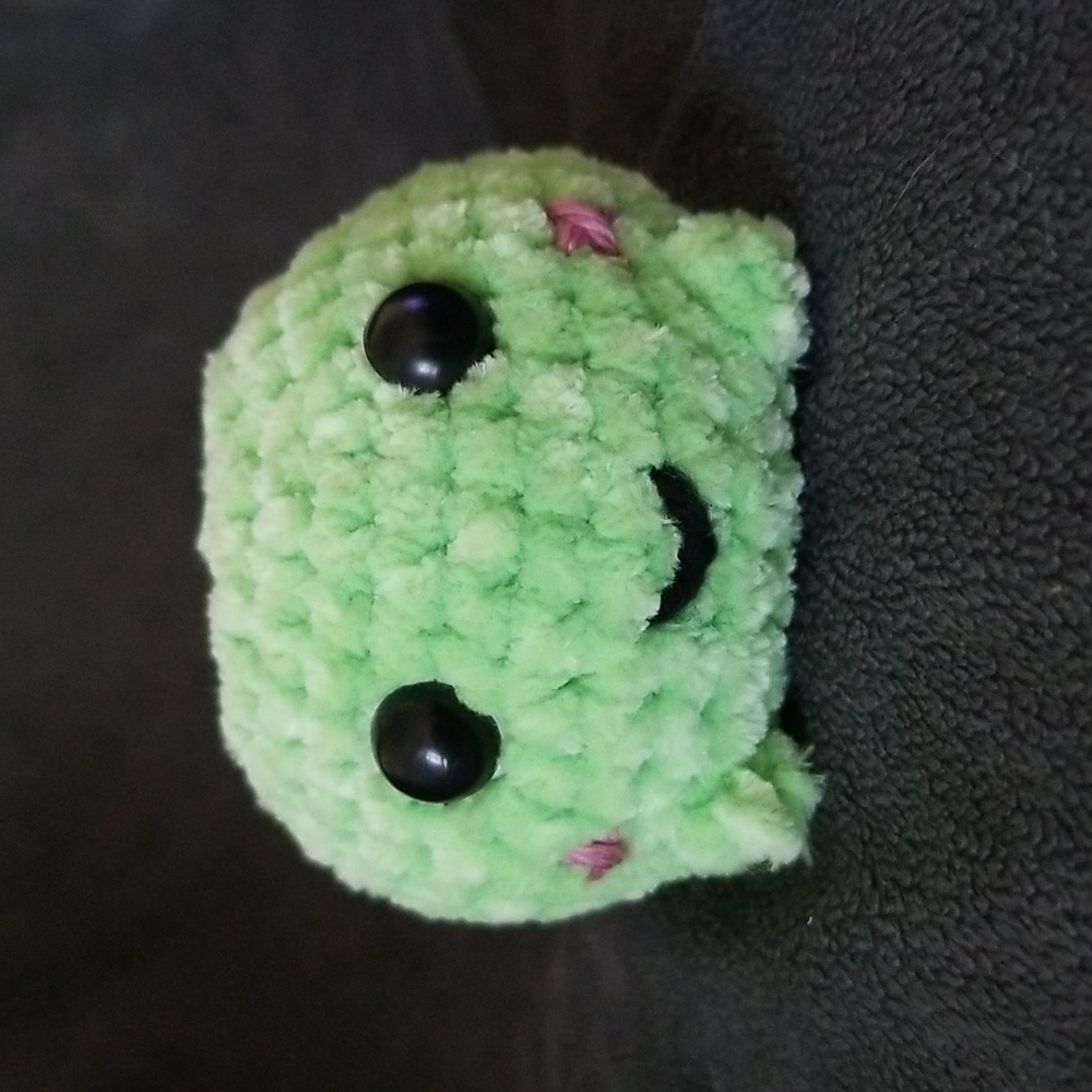 Hand Crochted Chenille Frog Plush